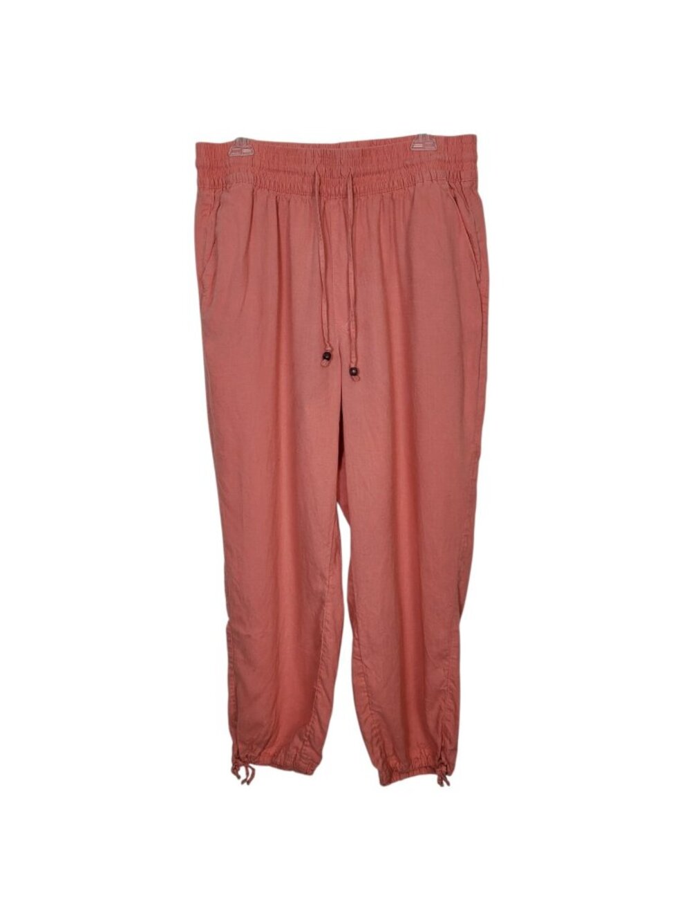 C&C California Linen Blend Ankle Jogger Style Pants Elastic Waist Sz XL Peach